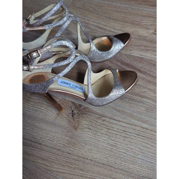 Jimmy Choo Lance Lang Metallic Shimmer Heels Womens 37.5 - Picture 8 of 16